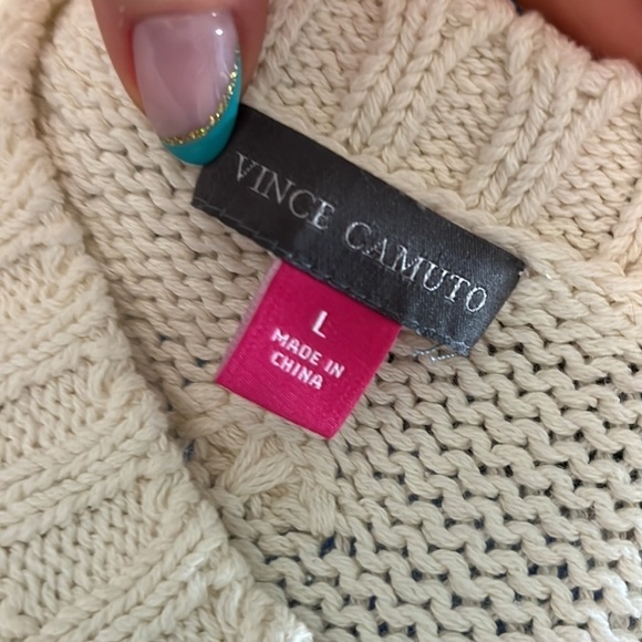 Vince Camuto Popcorn Sweater Antique White Cotton Size Large - Picture 7 of 10
